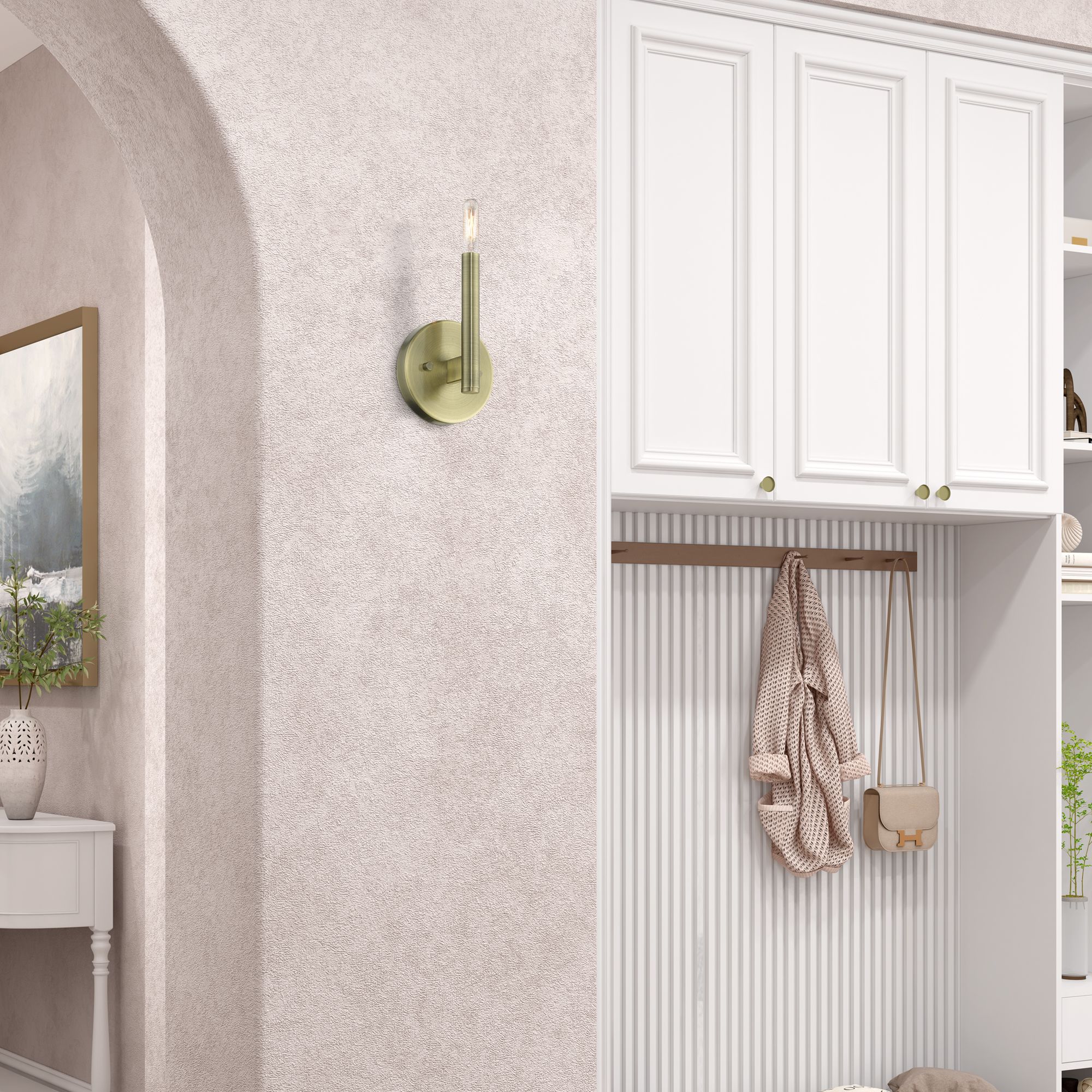 1 Light Antique Brass ADA Sconce