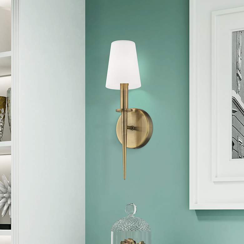 Image 1 1 Light Antique Brass ADA Wall Sconce