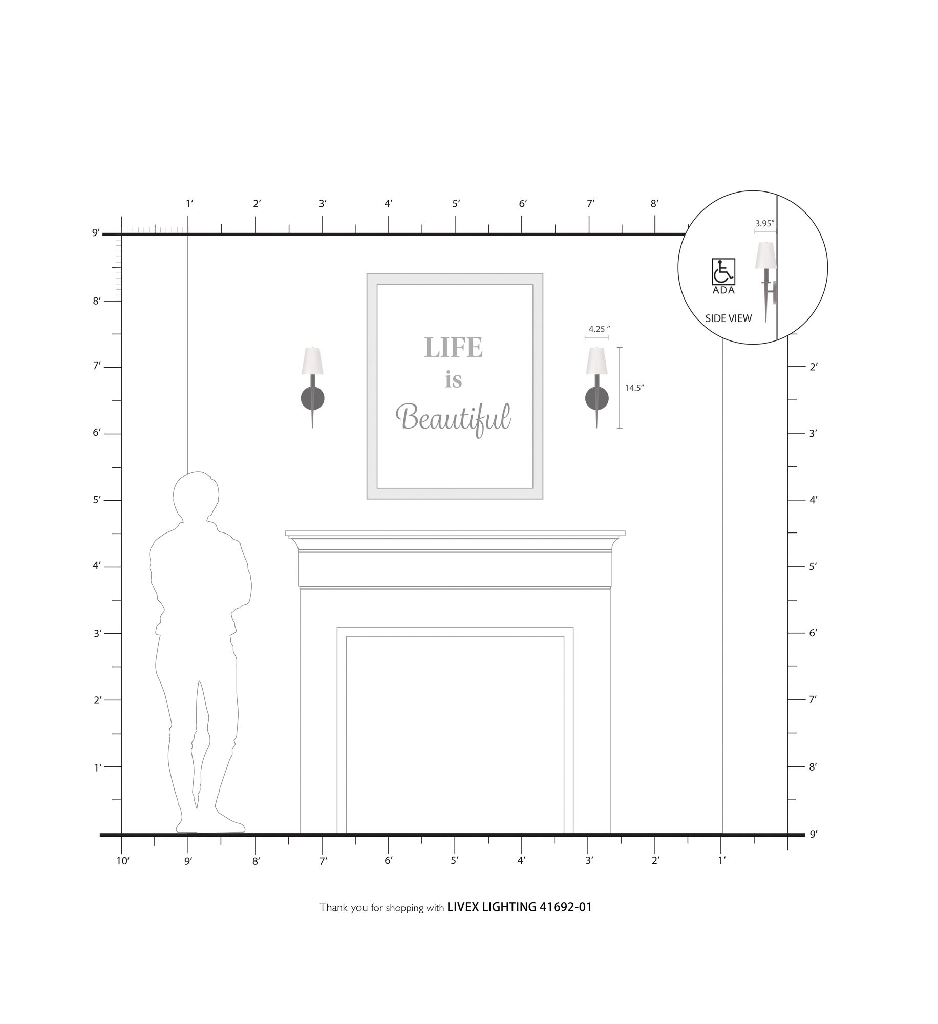 1 Light Antique Brass ADA Wall Sconce