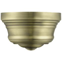 1 Light Antique Brass Bell ADA Sconce with Shiny White Finish Inside