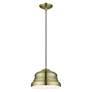 3_1 Light Antique Brass Bell Pendant with Shiny White Finish Inside more views