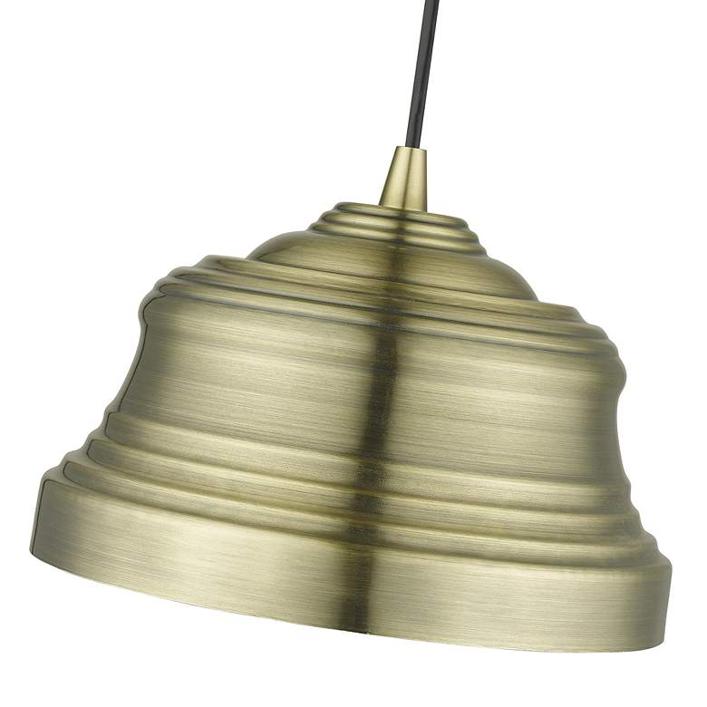 Image 4 1 Light Antique Brass Bell Pendant with Shiny White Finish Inside more views