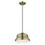 6_1 Light Antique Brass Bell Pendant with Shiny White Finish Inside more views