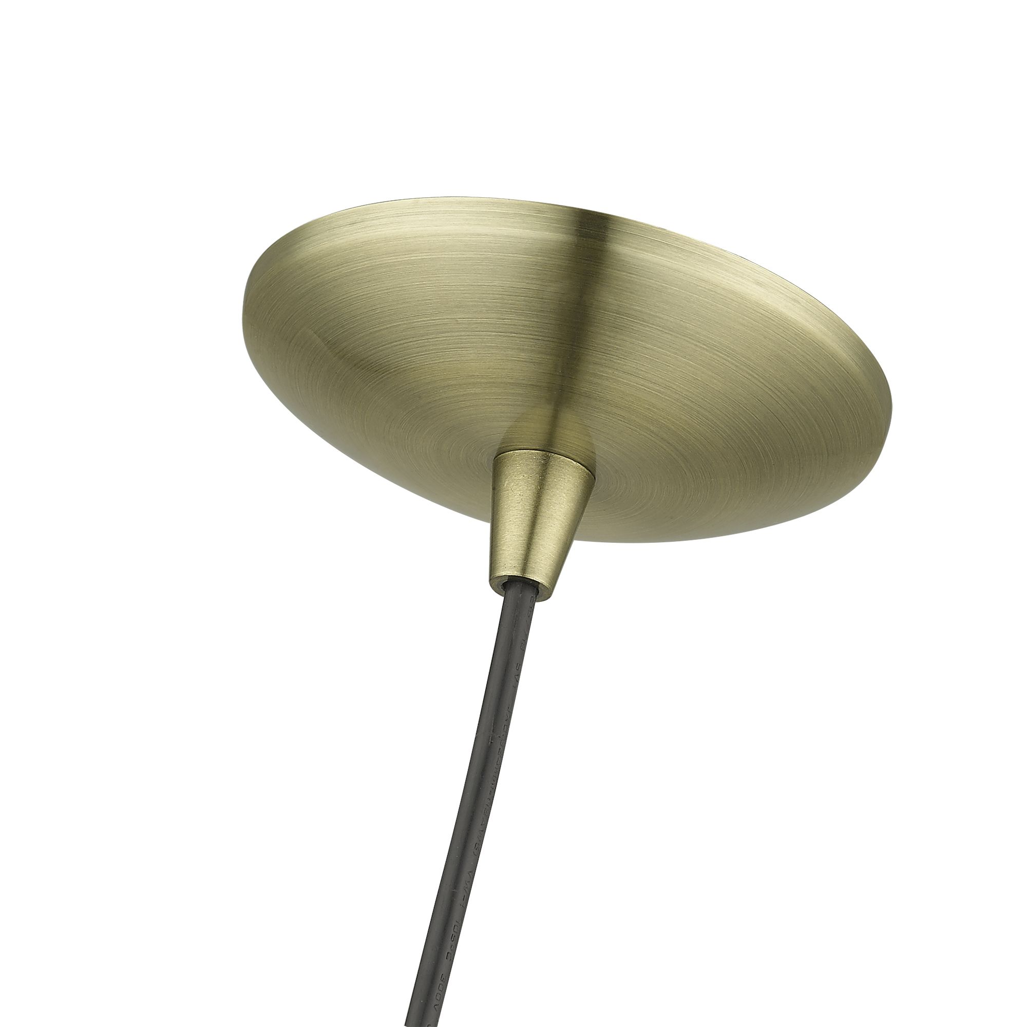 1 Light Antique Brass Bell Pendant with Shiny White Finish Inside