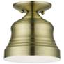 1 Light Antique Brass Bell Petite Semi-Flush