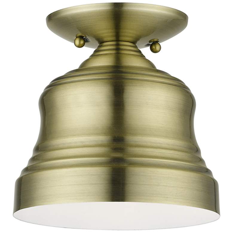 Image 2 1 Light Antique Brass Bell Petite Semi-Flush