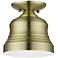 1 Light Antique Brass Bell Petite Semi-Flush