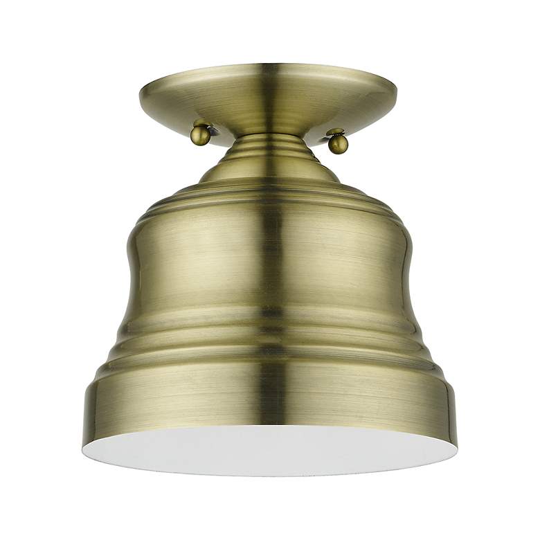 Image 3 1 Light Antique Brass Bell Petite Semi-Flush more views