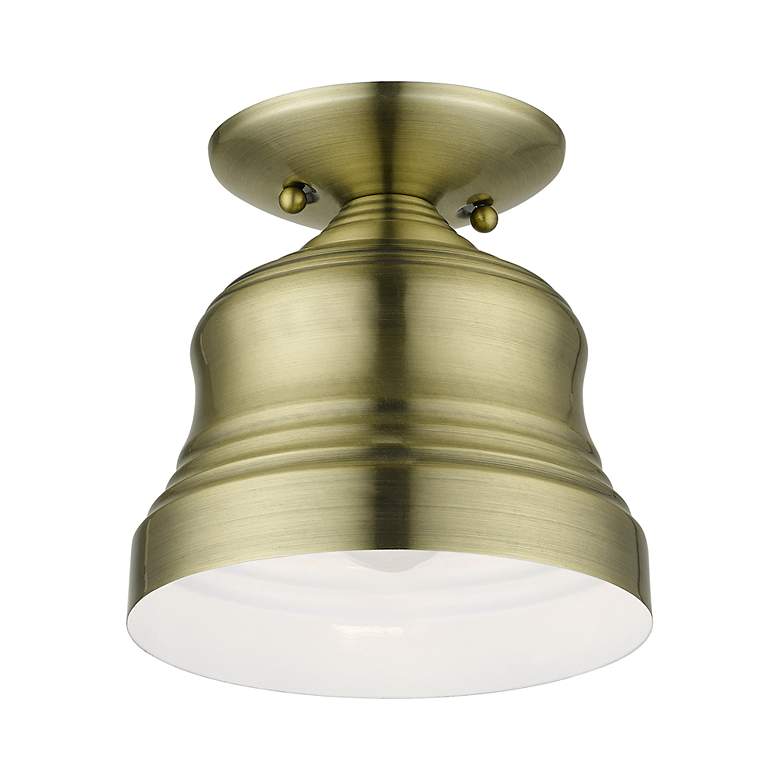 Image 4 1 Light Antique Brass Bell Petite Semi-Flush more views