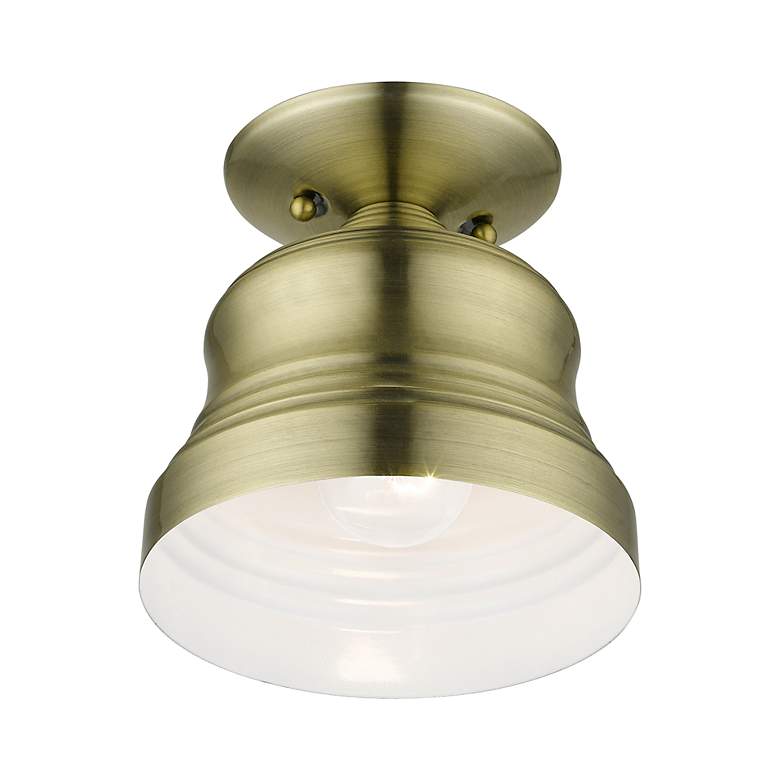 Image 5 1 Light Antique Brass Bell Petite Semi-Flush more views