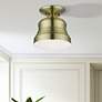 1 Light Antique Brass Bell Petite Semi-Flush