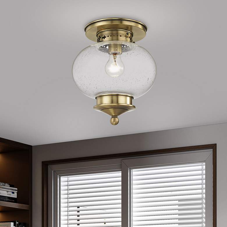 Image 1 1 Light Antique Brass Ceiling Mount