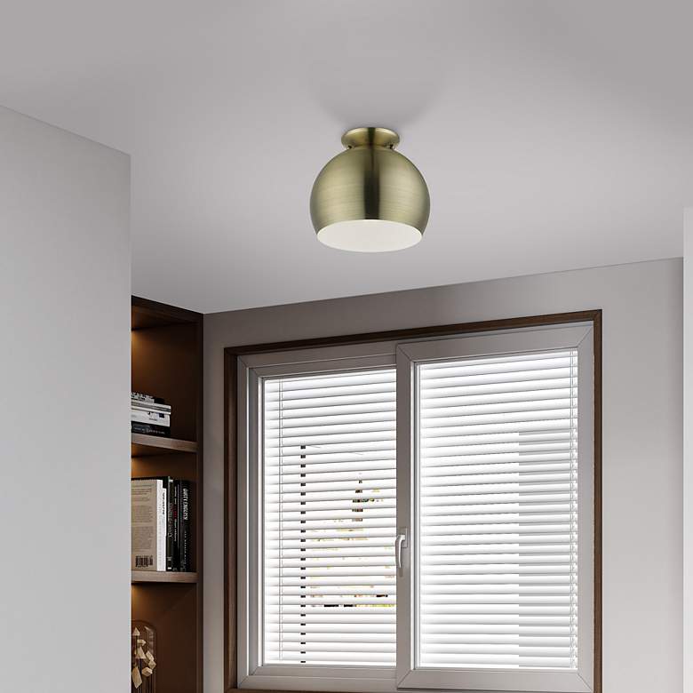 Image 7 1 Light Antique Brass Flush Mount more views