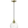 2_1 Light Antique Brass Glass Pendant with Polished Brass Finish Accents