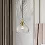 1_1 Light Antique Brass Glass Pendant with Polished Brass Finish Accents