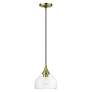 3_1 Light Antique Brass Glass Pendant with Polished Brass Finish Accents more views