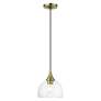 4_1 Light Antique Brass Glass Pendant with Polished Brass Finish Accents more views
