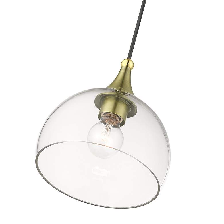 Image 6 1 Light Antique Brass Glass Pendant with Polished Brass Finish Accents more views