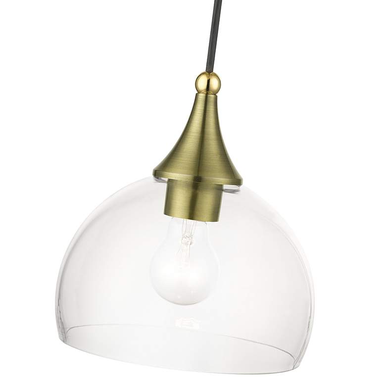 Image 7 1 Light Antique Brass Glass Pendant with Polished Brass Finish Accents more views