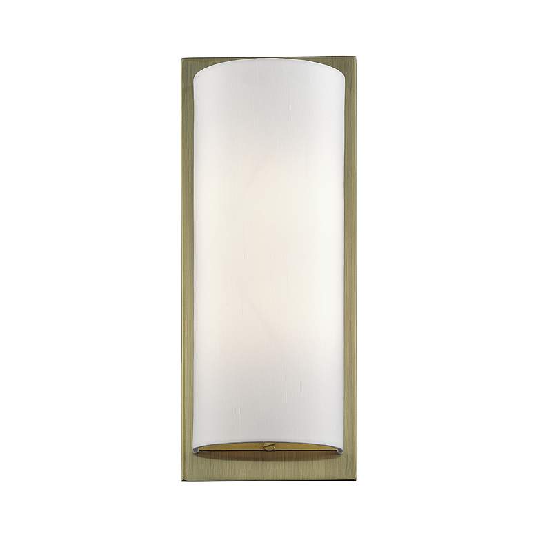 Image 3 1 Light Antique Brass Large ADA Sconce with Off-White Shade more views