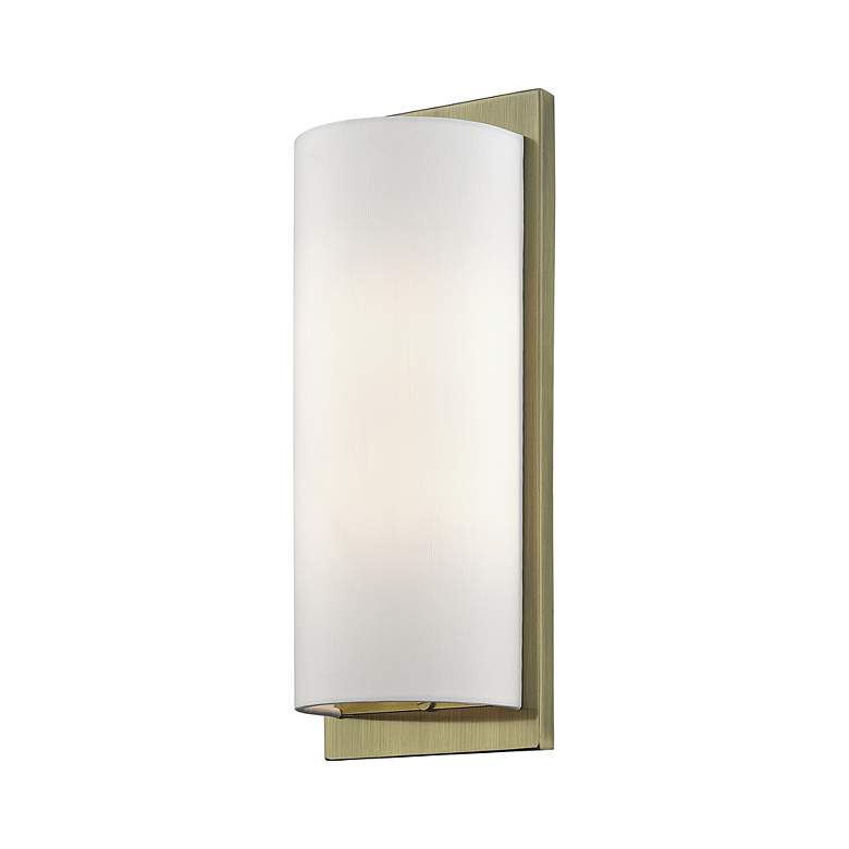Image 4 1 Light Antique Brass Large ADA Sconce with Off-White Shade more views