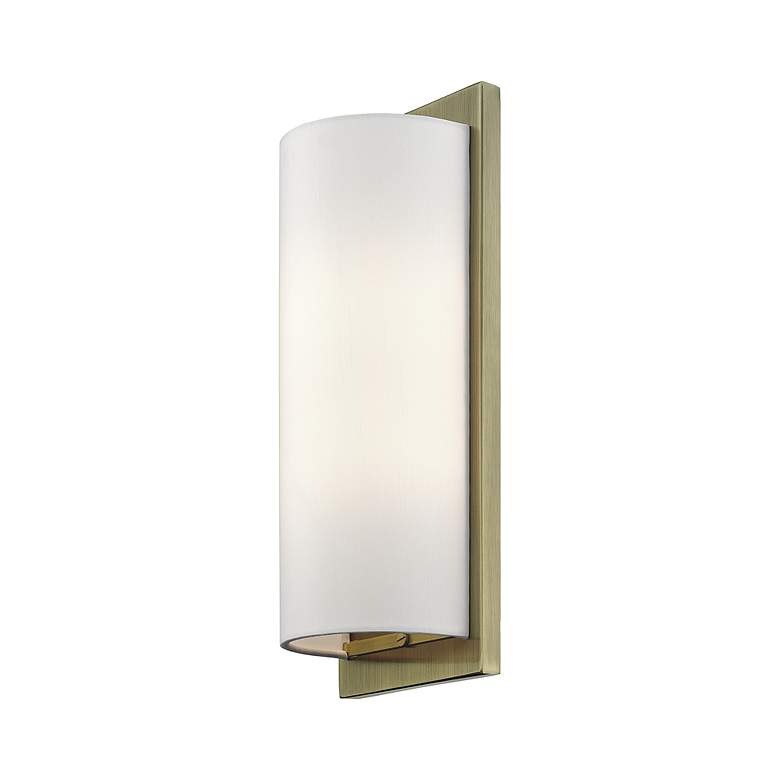Image 5 1 Light Antique Brass Large ADA Sconce with Off-White Shade more views