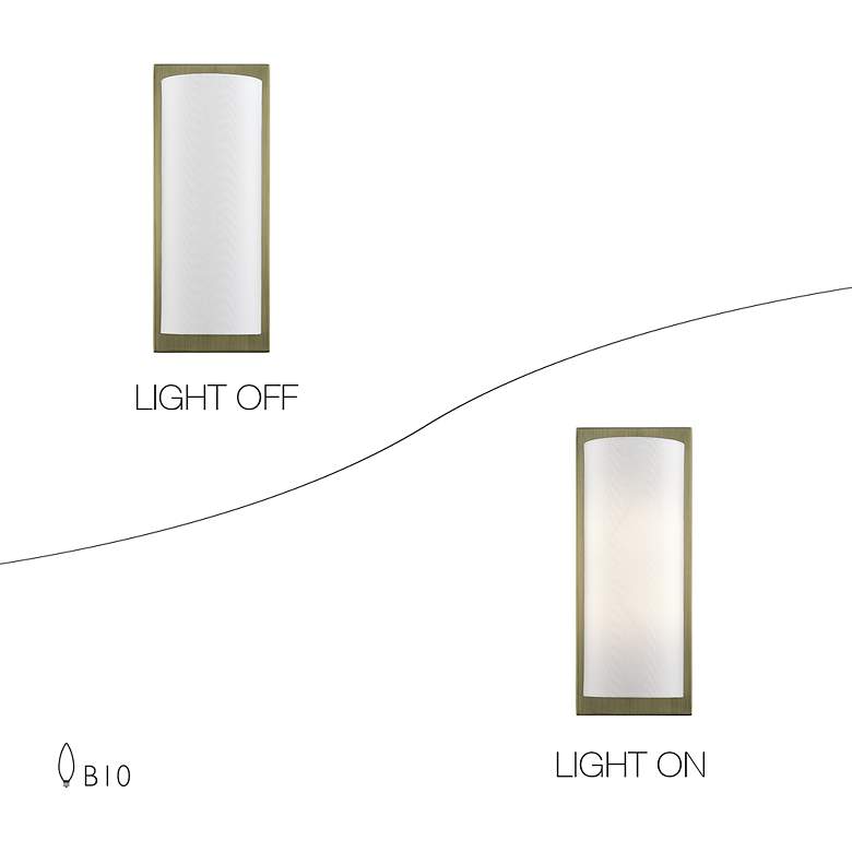 Image 7 1 Light Antique Brass Large ADA Sconce with Off-White Shade more views