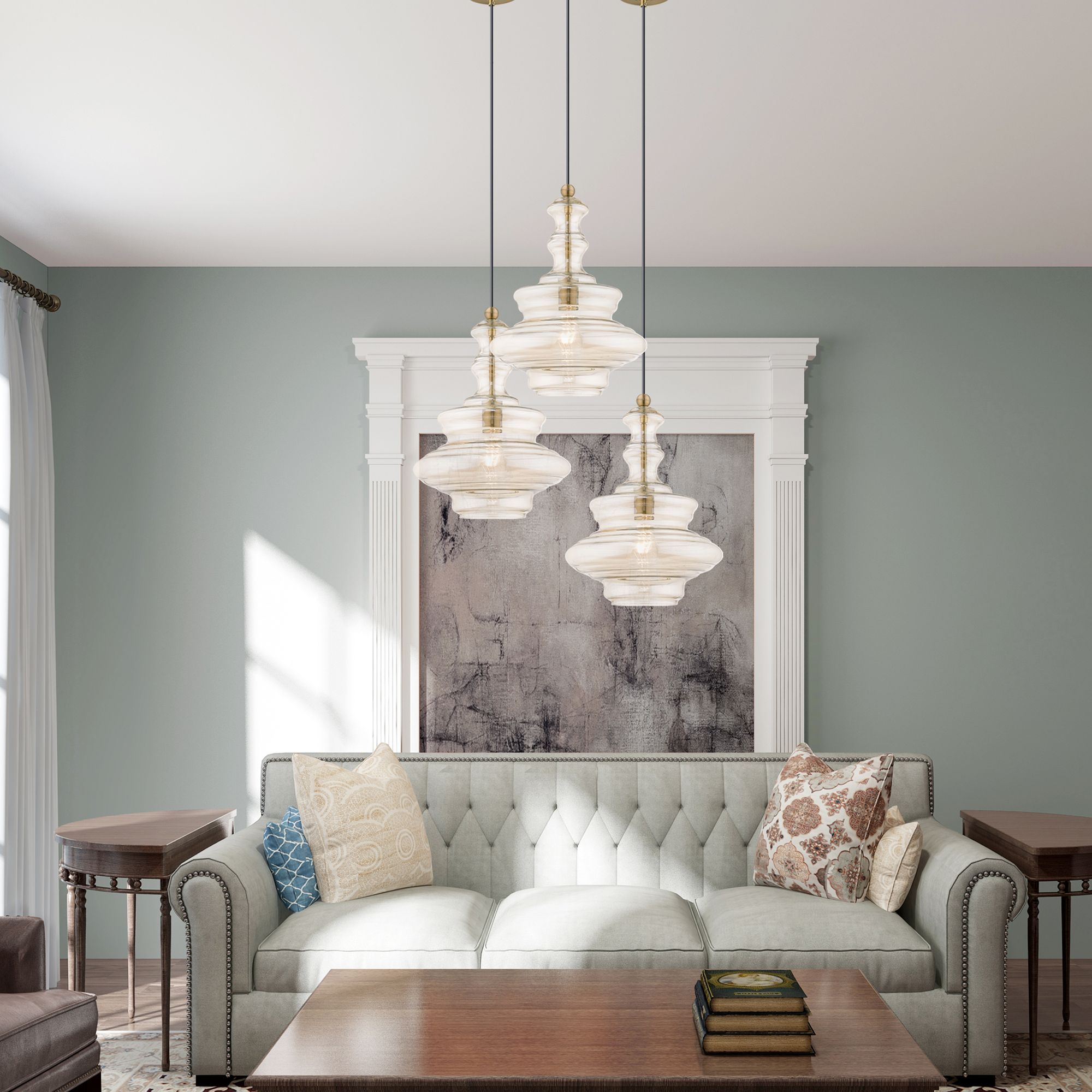 1 Light Antique Brass Mini Pendant