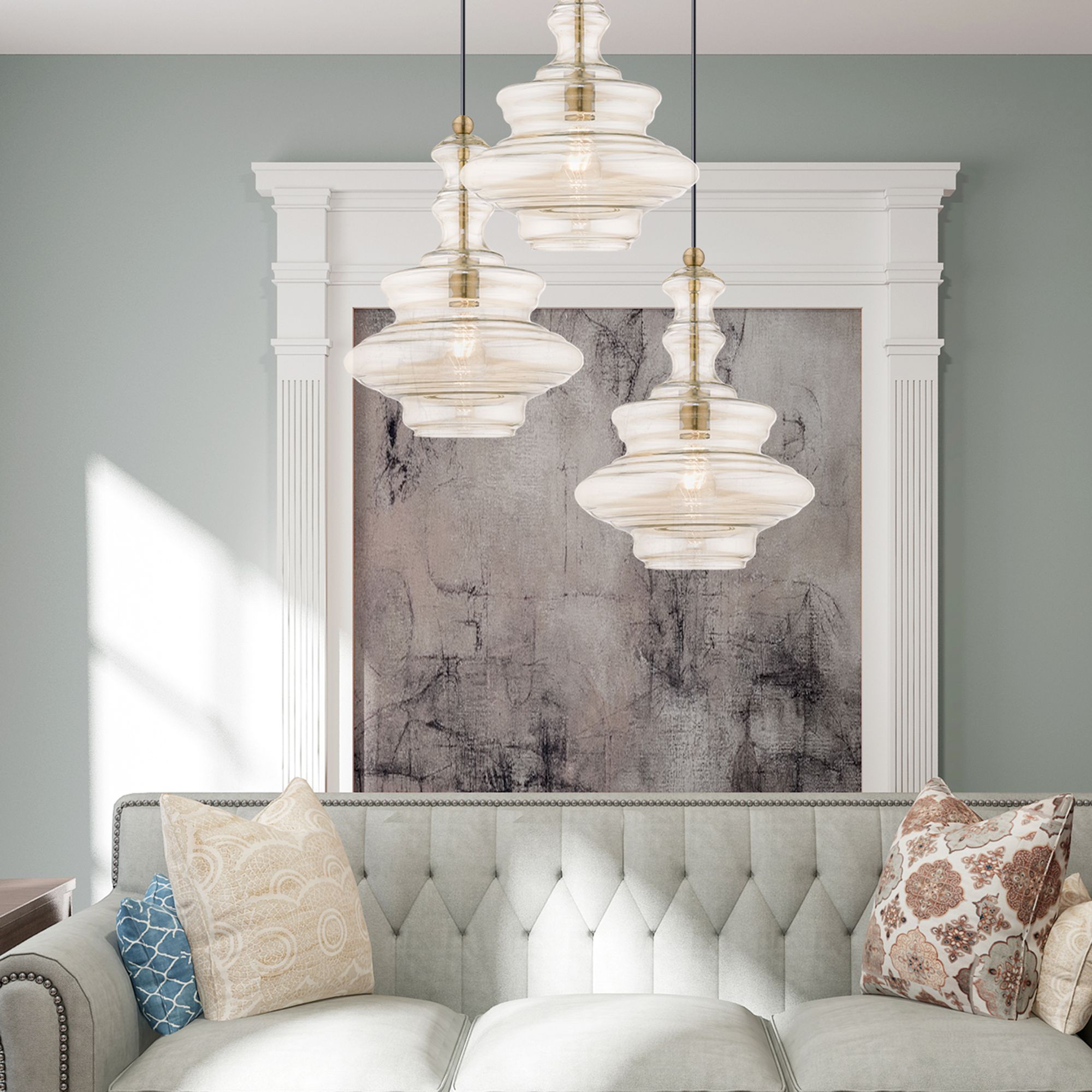 1 Light Antique Brass Mini Pendant