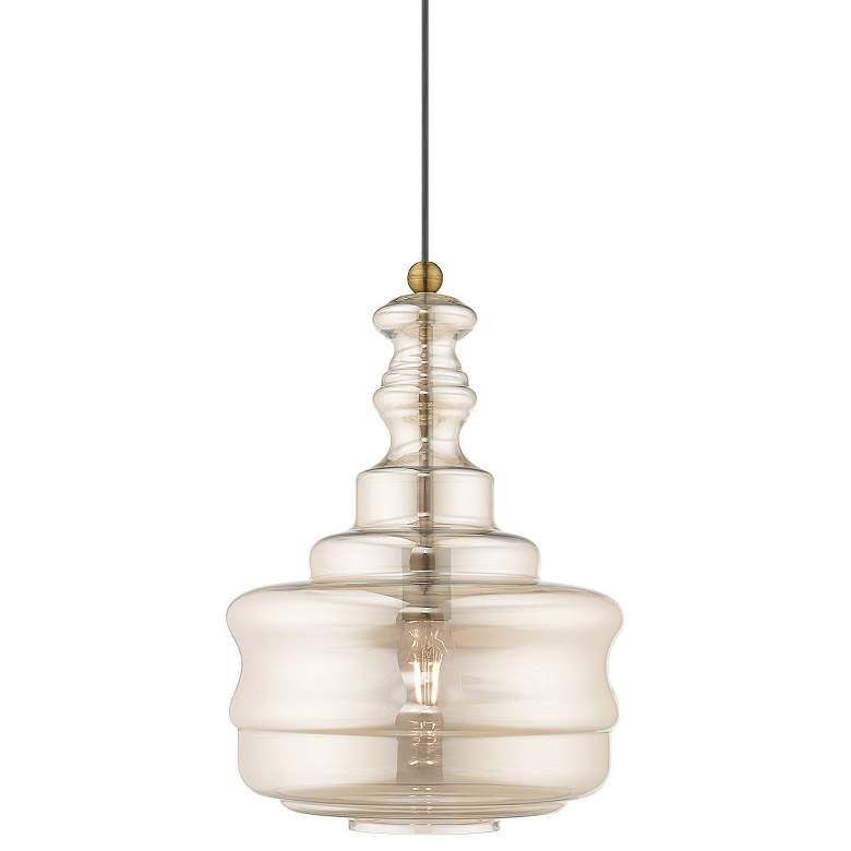 Image 1 1 Light Antique Brass Mini Pendant