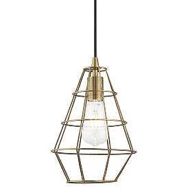 Image1 of 1 Light Antique Brass Mini Pendant