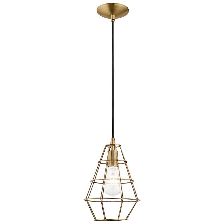 Image 1 1 Light Antique Brass Mini Pendant