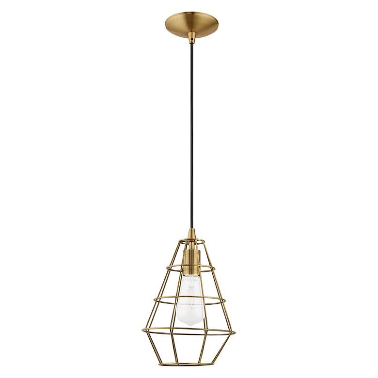 Image 2 1 Light Antique Brass Mini Pendant more views