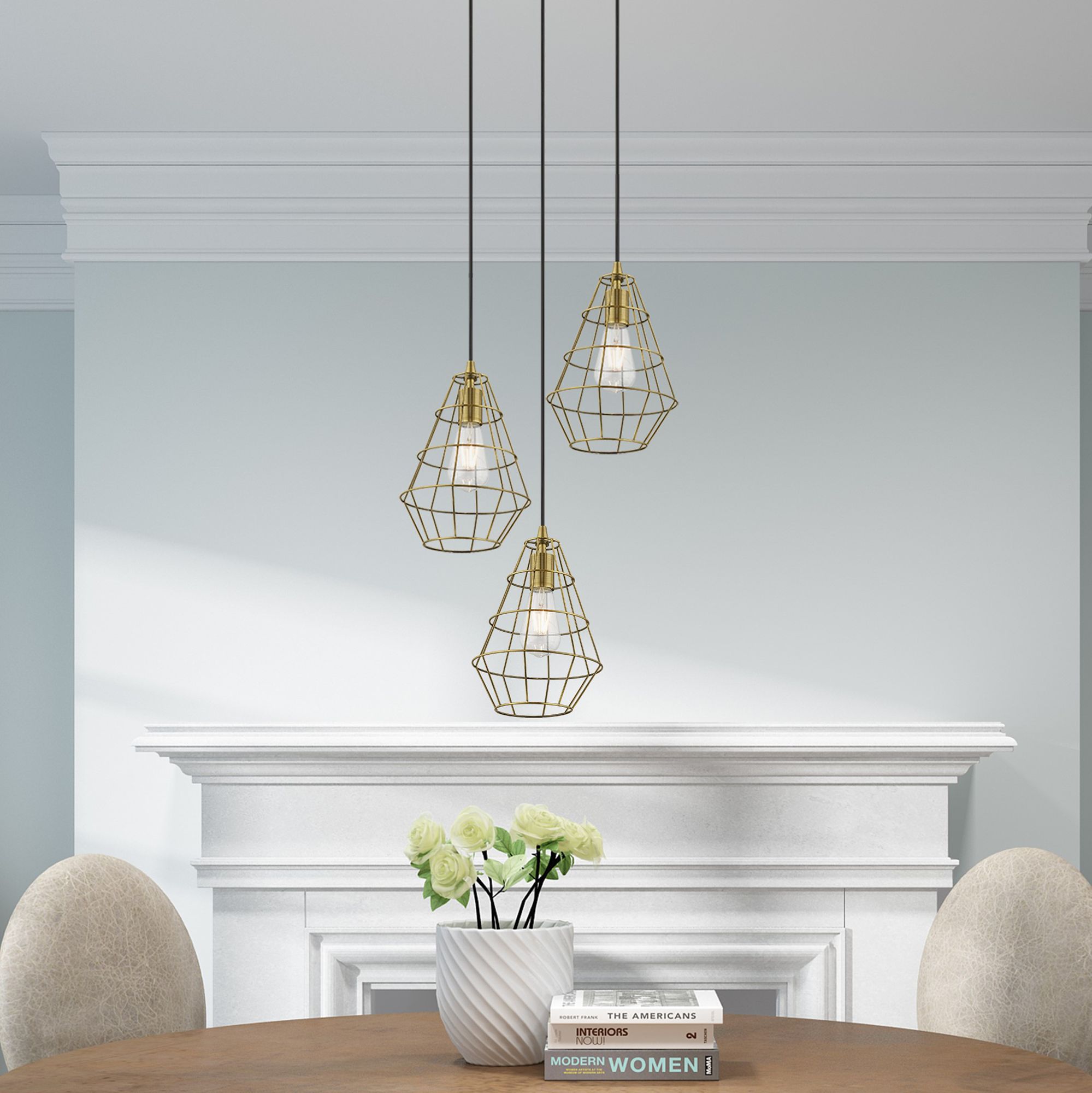 1 Light Antique Brass Mini Pendant