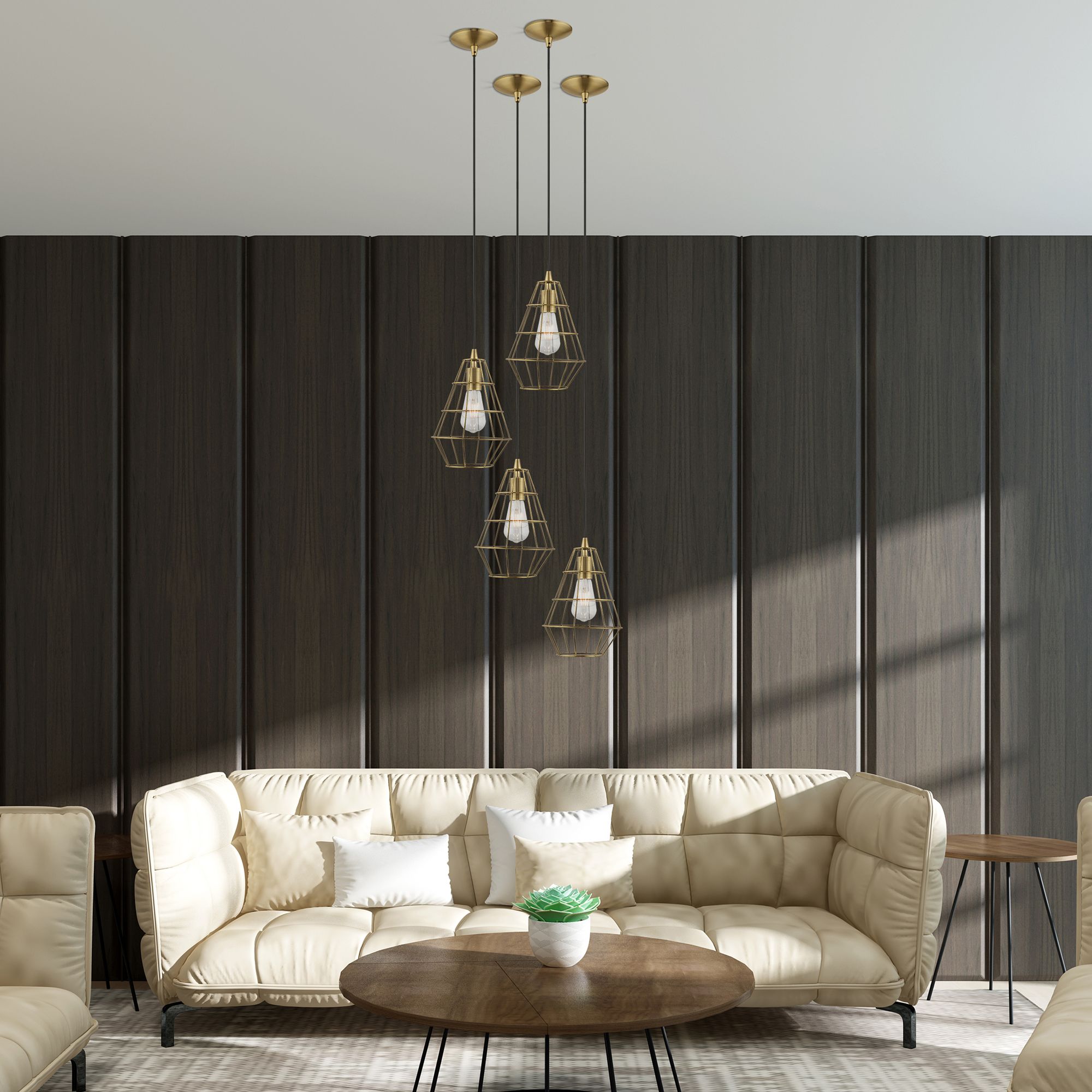 1 Light Antique Brass Mini Pendant