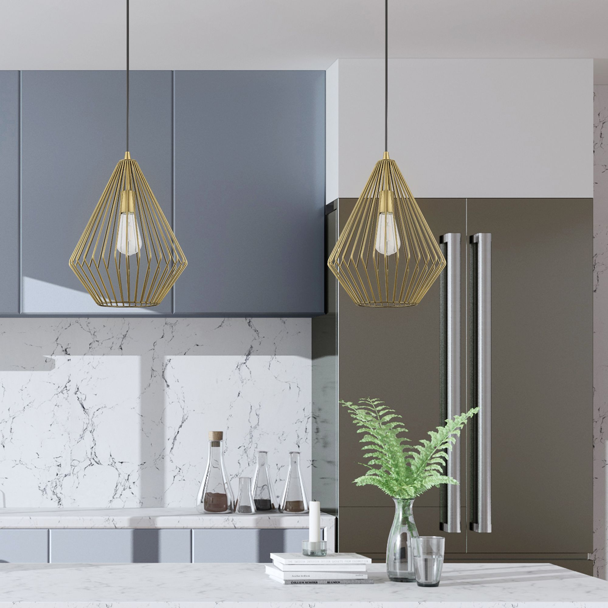 1 Light Antique Brass Mini Pendant