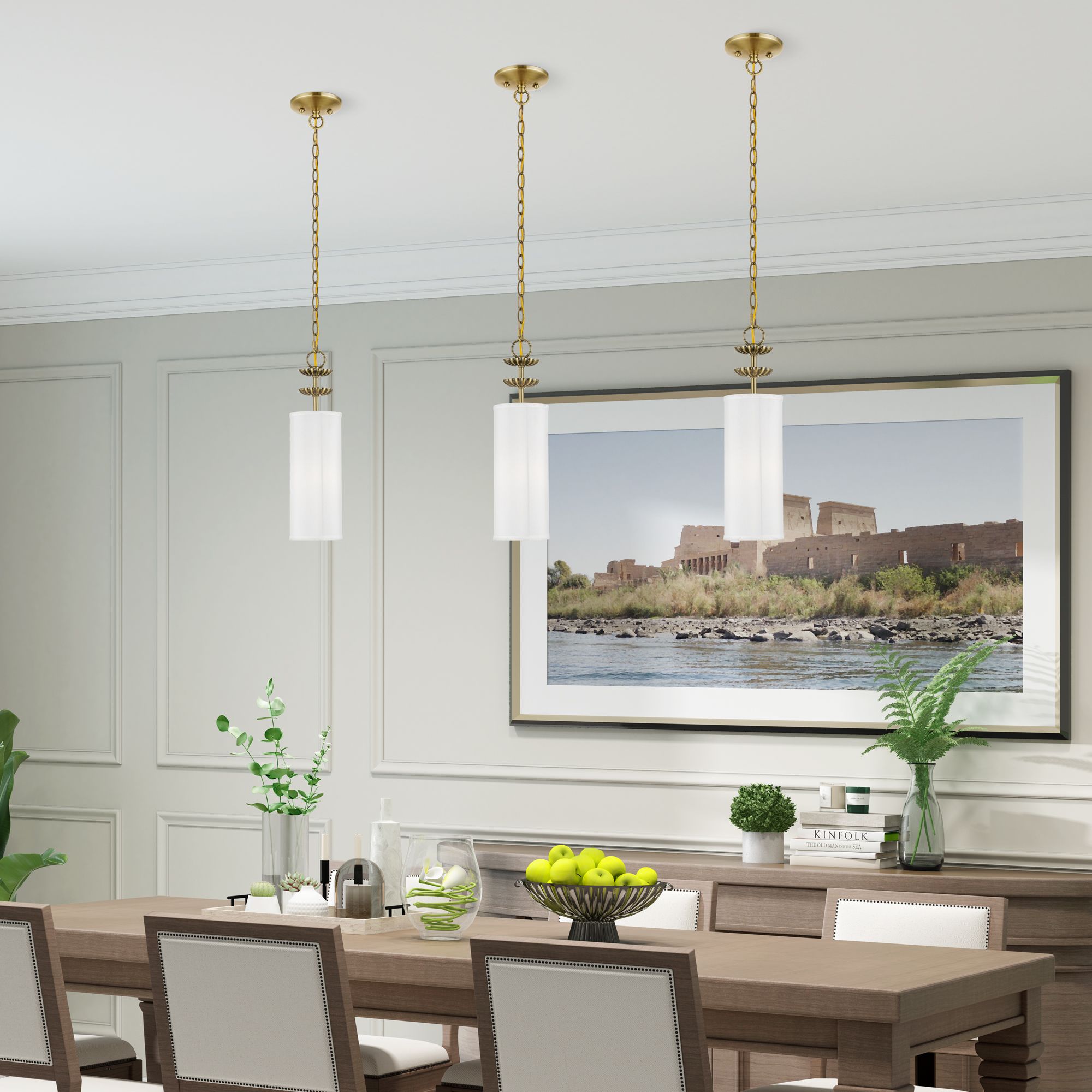 1 Light Antique Brass Mini Pendant