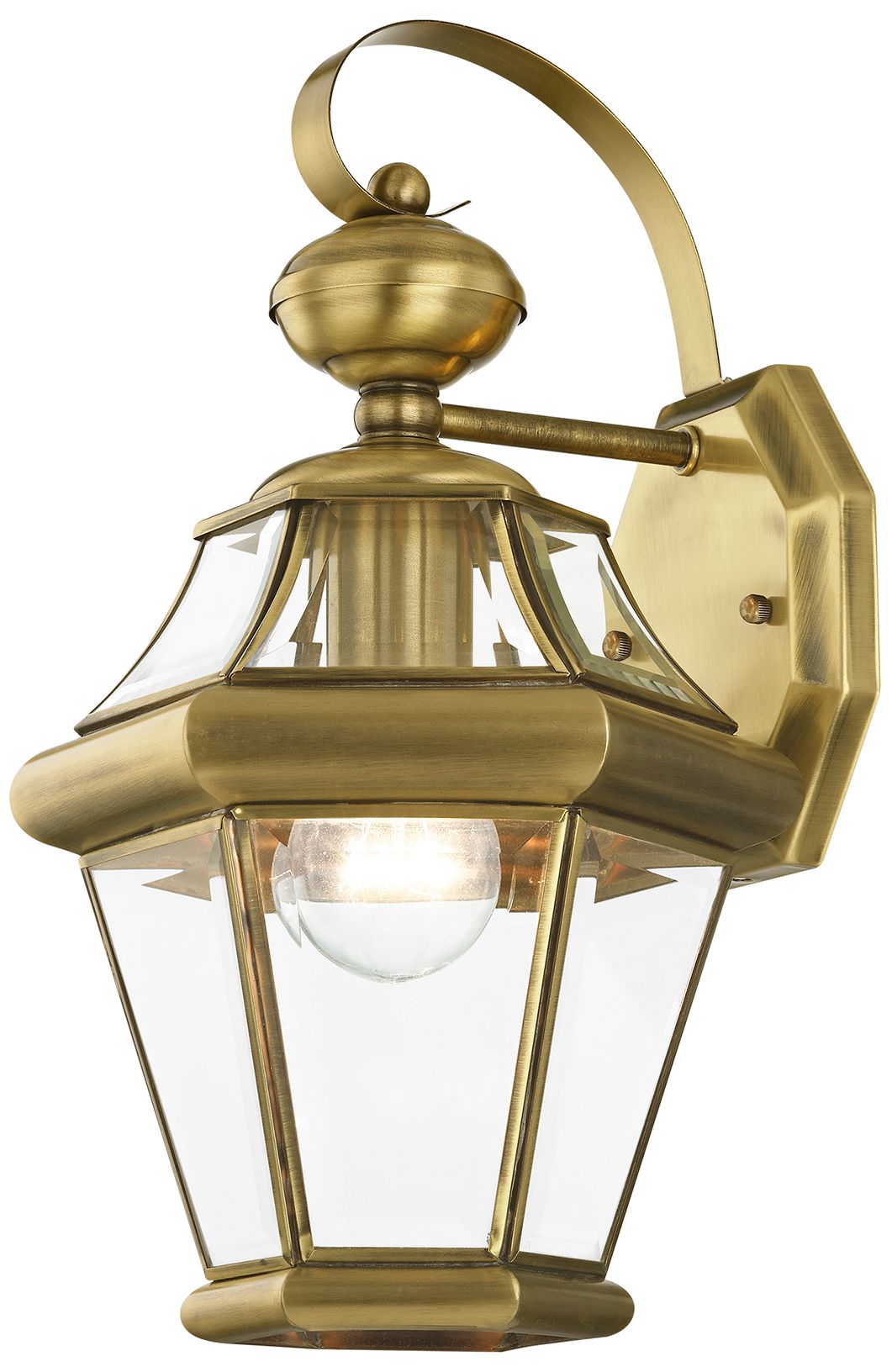 1 Light Antique Brass Outdoor Wall Lantern