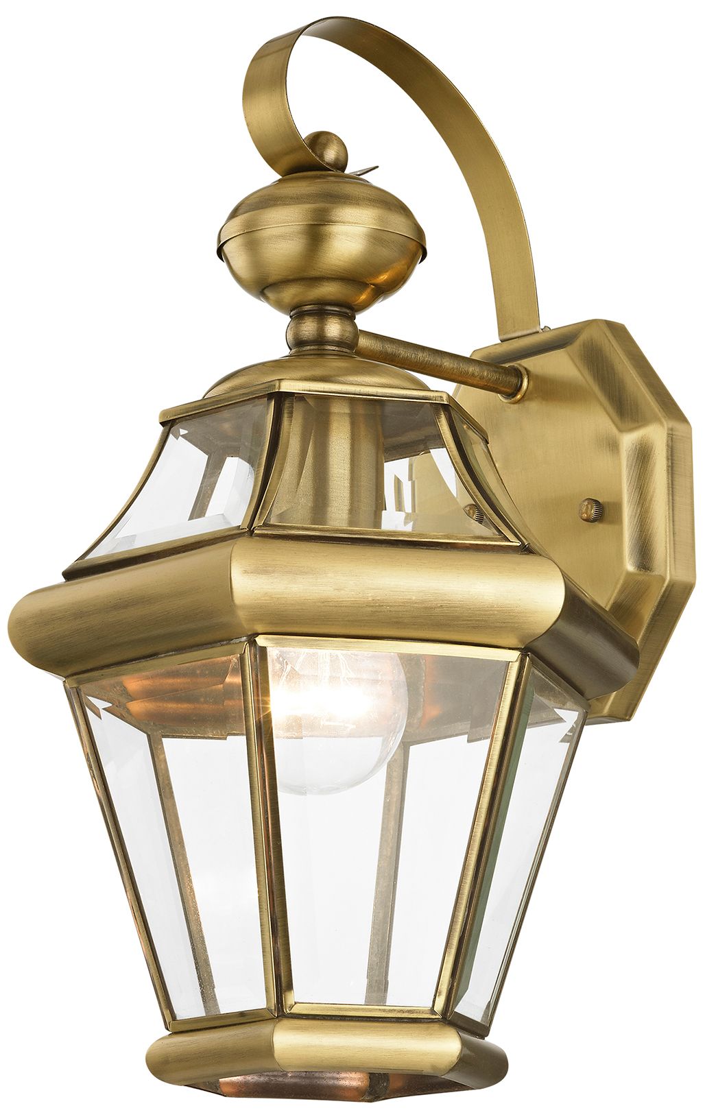 1 Light Antique Brass Outdoor Wall Lantern