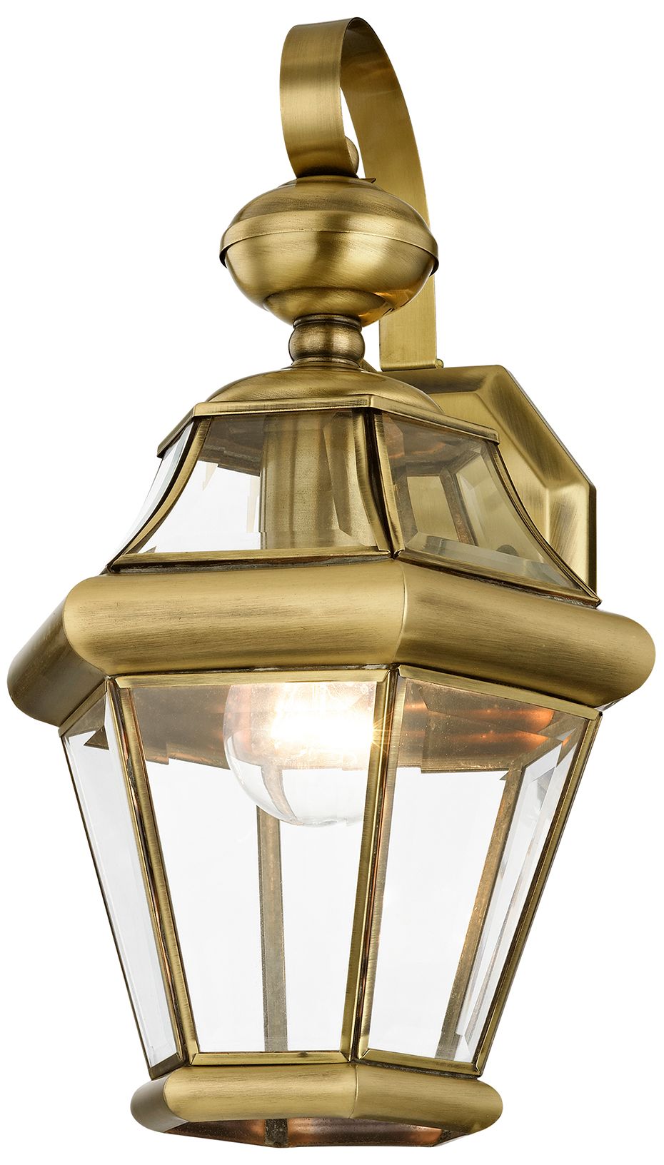 1 Light Antique Brass Outdoor Wall Lantern