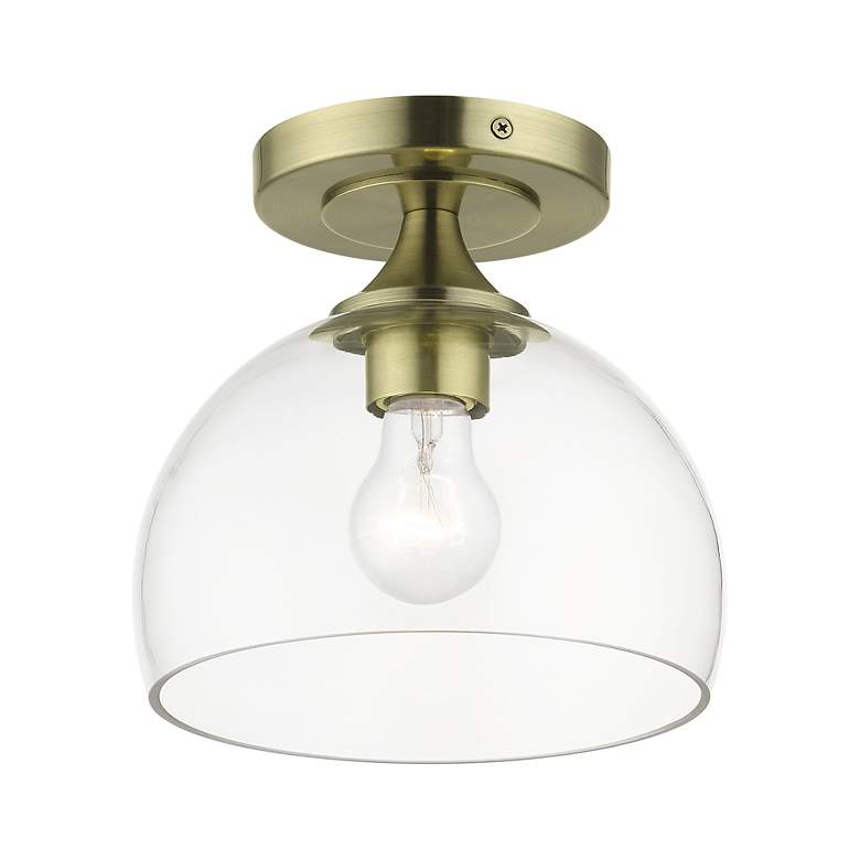 Image 4 1 Light Antique Brass Semi-Flush more views