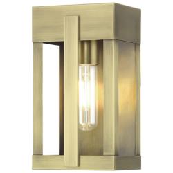 1 Light Antique Brass Small Outdoor Wall Lantern with Clear Glass
