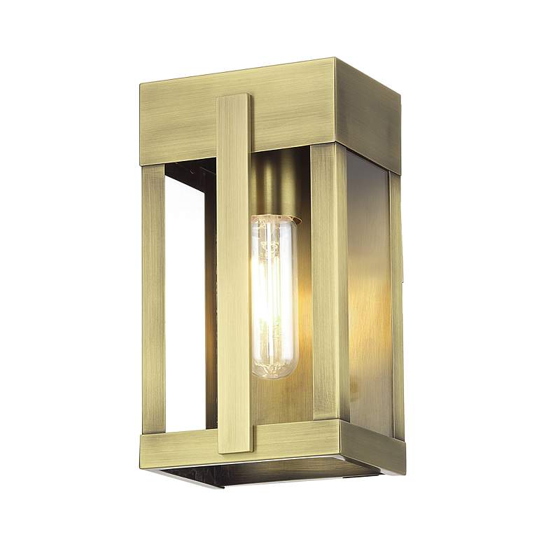 Image 3 1 Light Antique Brass Small Outdoor Wall Lantern with Clear Glass more views
