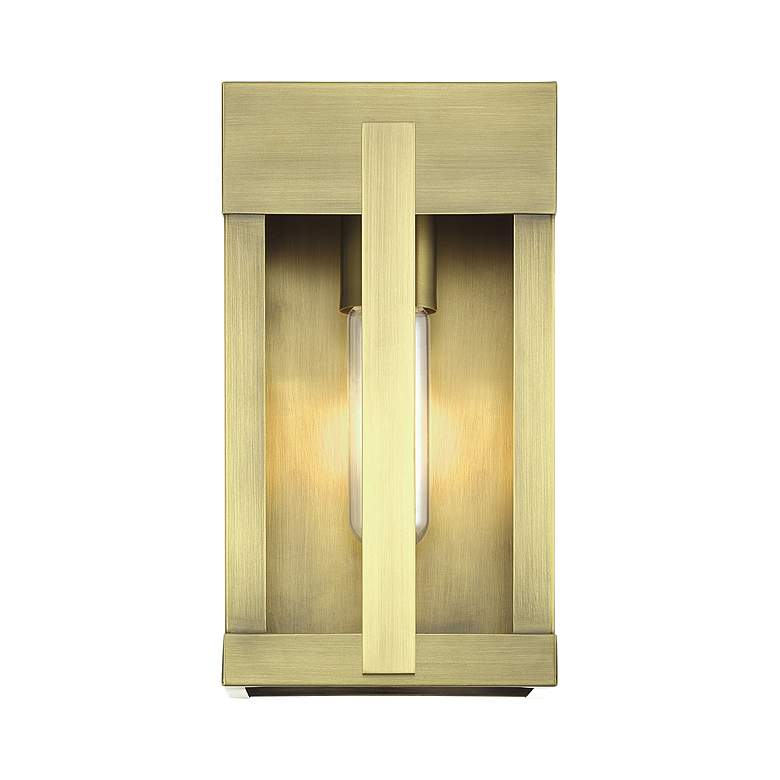 Image 4 1 Light Antique Brass Small Outdoor Wall Lantern with Clear Glass more views