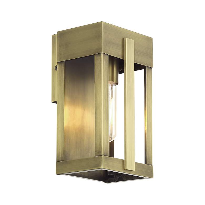 Image 5 1 Light Antique Brass Small Outdoor Wall Lantern with Clear Glass more views