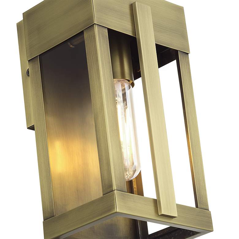 Image 6 1 Light Antique Brass Small Outdoor Wall Lantern with Clear Glass more views