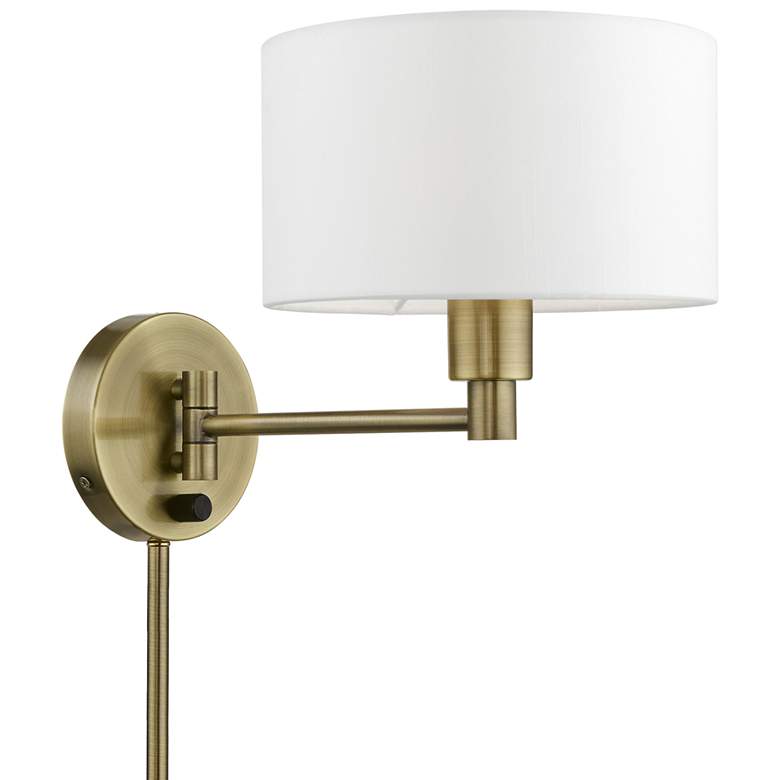 Image 1 1 Light Antique Brass Swing Arm Wall Lamp