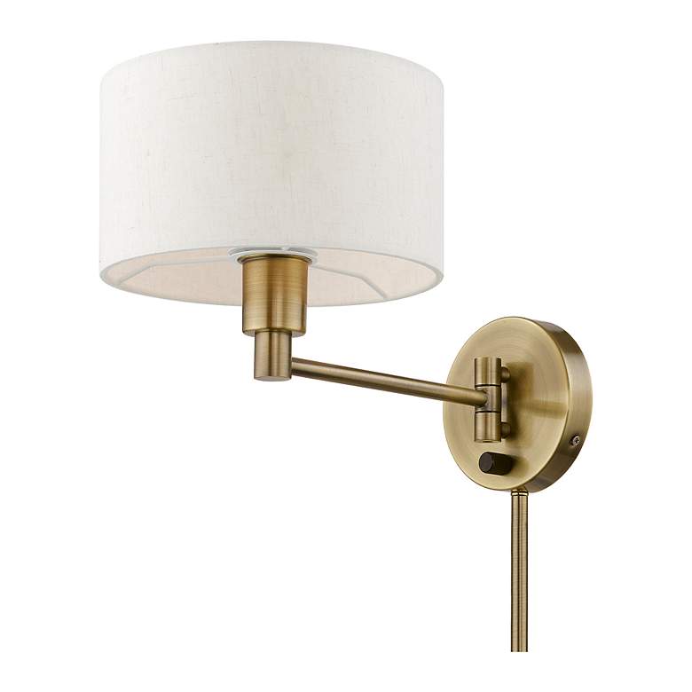Image 3 1 Light Antique Brass Swing Arm Wall Lamp more views