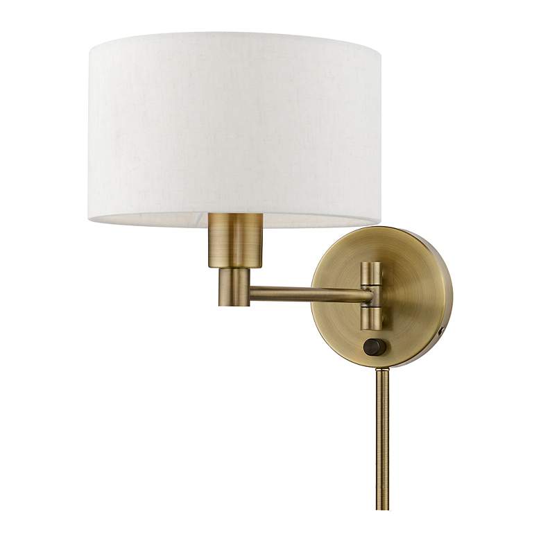 Image 7 1 Light Antique Brass Swing Arm Wall Lamp more views