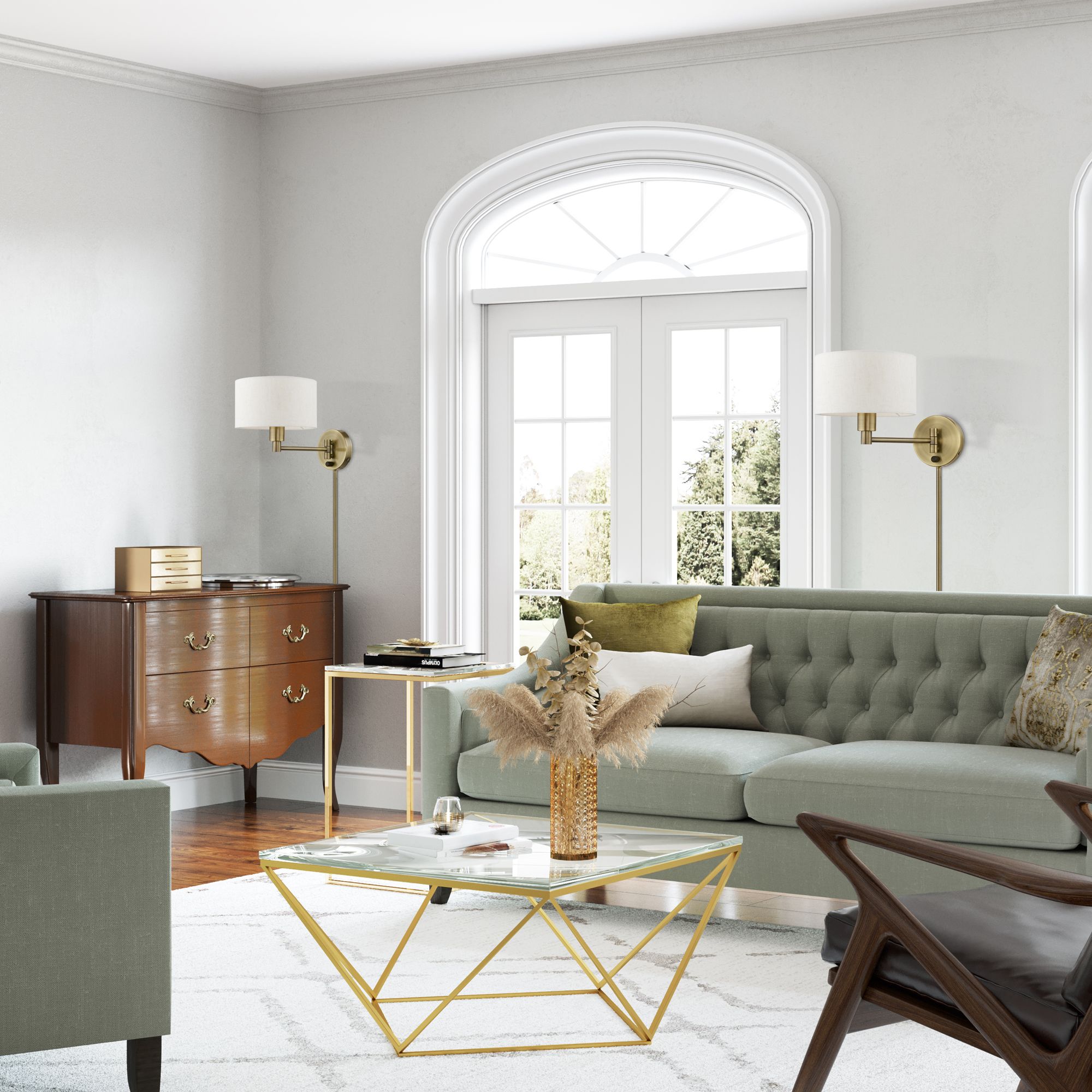 1 Light Antique Brass Swing Arm Wall Lamp